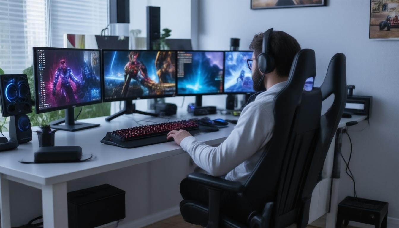 Lichaamshouding achter gaming setup